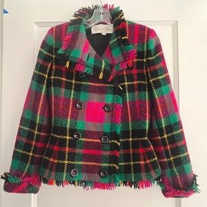 Oscar de la Renta Multicolor Plaid Blazer